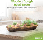 FANDOS Wooden Dough Bowl for Decor - 17¾ in Long Hand Carved Paulownia, Large Rustic Decorative Bowl for Home Table Centerpiece, Keys, Entryway Table, Catchall Tray & Wooden Dining Room Centerpiece - Image 2