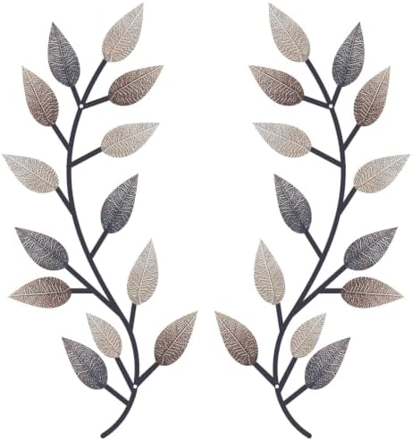 Zhengmy 2 Pcs Metal Leaf Wall Art Vine Branch Decor,Vintage Brown by Zhengmy