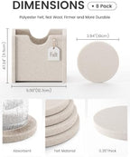 Fluxynara Felt Coasters with Holder, Set of 8 for Drinks, Oatmeal - Image 2