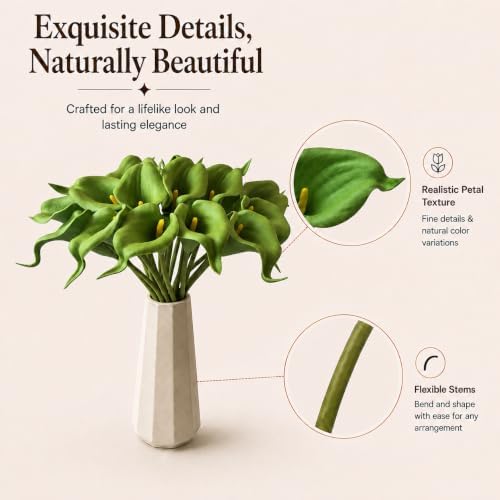 Mandy's 20pcs Green Calla Lily Artificial Flowers - Image 4