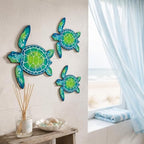 Bucherry 3 Sizes Wooden Sea Turtle Wall Decor Turtle Wall Art,Blue Green - Image 3