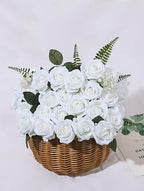 Coferset 50pcs Velvet Artificial Roses Flowers in Bulk,Ivory White - Image 3