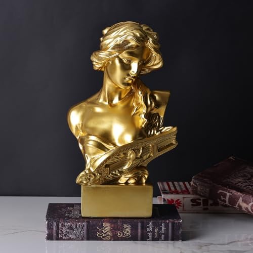 11.8" H Greek Mythology Bust Statue Decor,Artemis Statues Roman Goddess Figurines,Used for Sketch Practice Aesthetics Statues and Sculptures and Indoor Filling Space for Living Room, Bedroom (Gold) - Image 5
