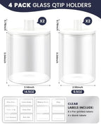 Glass Qtip Holder Dispenser - 4 Pack, Bathroom Decor and Organizer - Image 3