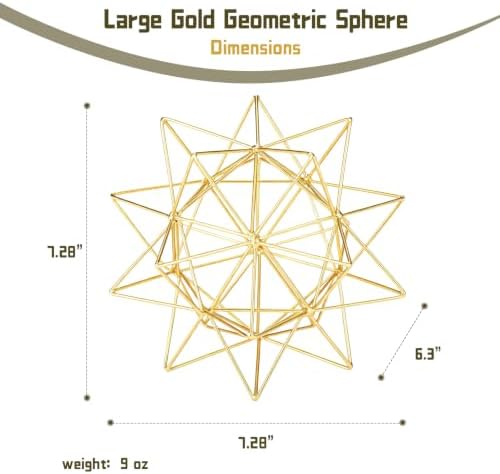 Gold Geometric Sphere Metal Tabletop Decor Sculpture - Image 3