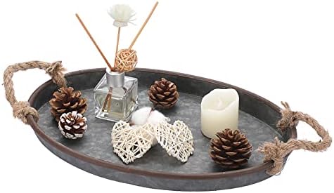 Hipiwe Galvanized Metal Iron Tray Industrial Farmhouse Decor Serving Trays by Hipiwe
