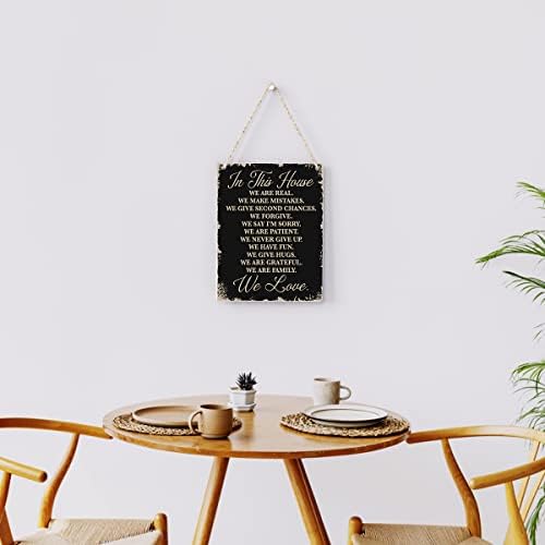 In This House Wooden Hanging Sign, House Rules Signs, Farmhouse Living Room Home Decor Wall Art, Inspirational Family Quote, Scripture Wooden Hanging Sign for Farmhouse Home Wall Art Decoration - Image 4