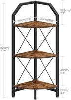 CHOEZON 3-Tier Corner Shelf, Industrial Corner Bookshelf, 35.4" Storage Stand, Plant Stand Display Shelf, Bookcase for Bedroom, Living Room, Home Office, Rustic Brown and Black TCJ03BF - Image 2