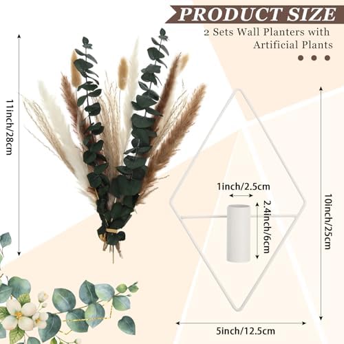 Jexine 2 Pcs Hanging Artificial Planters Wall Decor, White, Mixed Plants - Image 2