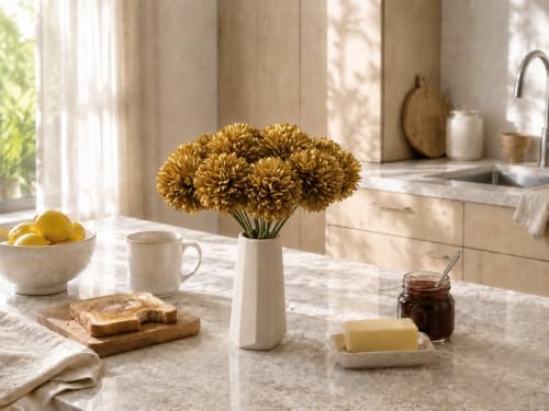 Mandy's 12pcs Artificial Gold Ball Chrysanthemum Flowers - Image 5