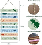 Dinosaur Wall Decor for Boys Room, 9-Piece Inspirational Wooden Signs with Positive Affirmations, Dino Nursery Decor for Toddler Kids Bedroom, Baby Boy Room Art with Motivational Quotes - Image 2