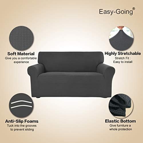 Easy-Going Stretch Oversized Sofa Couch Slipcover Washable Dark Gray | 1-Piece - Image 3