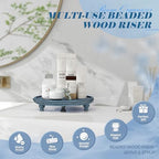 EOSAHR Round Wood Riser for Kitchen Counter, Beaded Decorative Tray, Blue - Image 5