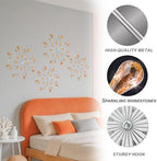 ZEXUIRU 4 Set Silver Starburst Wall Art for Home Decor Metal Bling Crystal Rhinestones Sunburst Wall Decor Sparkling Rhinestone Art Accent -Orange 13in/11.8in/9.8in/9.8in - Image 4