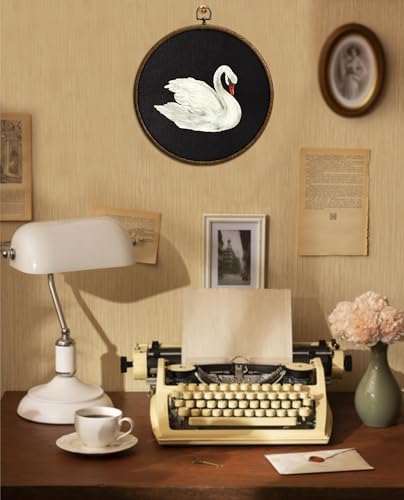 Vintage Swan Wall Art, Swan Decor, Printed Canvas Wall Hanging for Bedroom Kitchen Home Office, Round Wall Decoration, Bedroom Wall Decor, Living Room Wall Art, Circular Wall Hanging with Hooks,10 - Image 5
