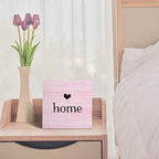 Home Sign, Home Signs for House Decor, Welcome Sign, Rustic Farmhouse Desk Decor Wood Block Box Plaque for Living Room Wall Shelf, Housewarming Gifts (Pink) - Image 5