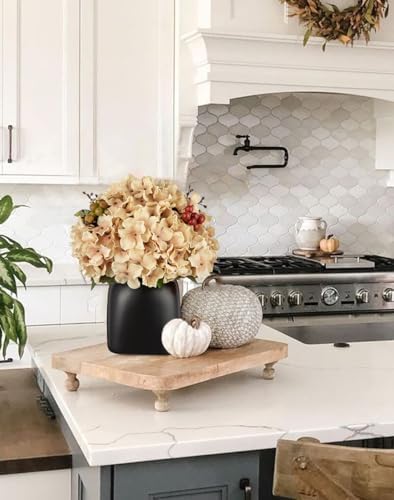 Briful Hydrangea Artificial Flowers in Ceramic Black Vase, Beige Silk Hydrangea Centerpieces for Tables, Realistic Dining Table Vase with Flowers for Farmhouse Home Decor Indoor - Image 6