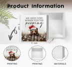 Christmas Bear Home Bathroom Decor Sign - Farmhouse Western Christmas Animal Bathroom Decor,Rustic Farm Animal He Sees You When You're Pooping Signs,Bear Gifts for Women - Image 7