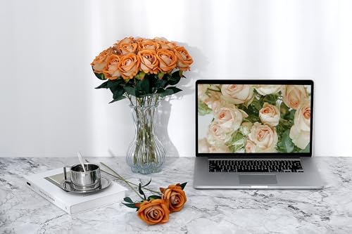 SITUMEIZI 15PCS Artificial Roses Silk Flowers Fake Roses Realistic Bouquet Long Stem with Gift Box for Mother's Gift Day Home Party Wedding Decorations(Gold) - Image 4