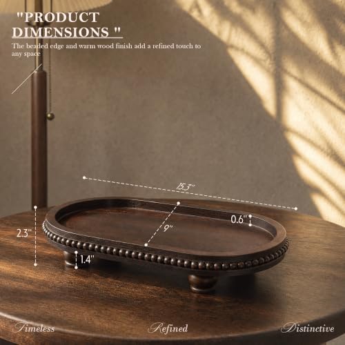 Acacia Wood Oval Decorative Tray for Rustic Living Room Decor, Dark Brown - Image 2