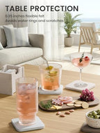 Fluxynara Felt Coasters with Holder, Set of 8 for Drinks, Stone Beige - Image 4