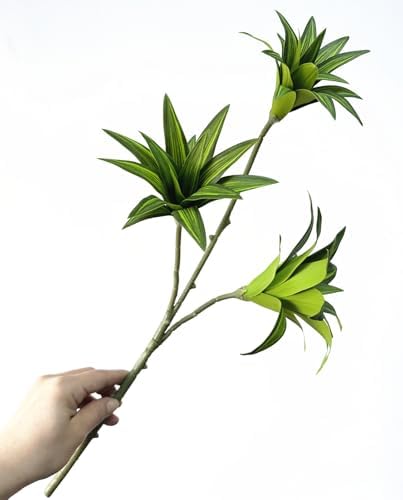 Artificial Dracaena Plant, Faux Branches Plastic Leaves 18.5 Inch Greenery Stems Bushes Fake Simulation 3D Leaf Shrubs Twigs for Home Garden Decor Vase Office Wedding Party DIY Decoration Green 2 Pack - Image 4