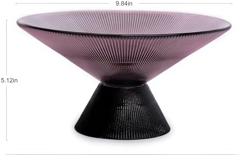 Tapered Glass Decorative Bowl(Purple), 9.8 Inches Handblown Glass Bowl with Modern Two-Tone Cone Shape,Decorative Fruit Bowl for Home Decor, Table Centerpiece, Kitchen Island, and Dining Decor - Image 5