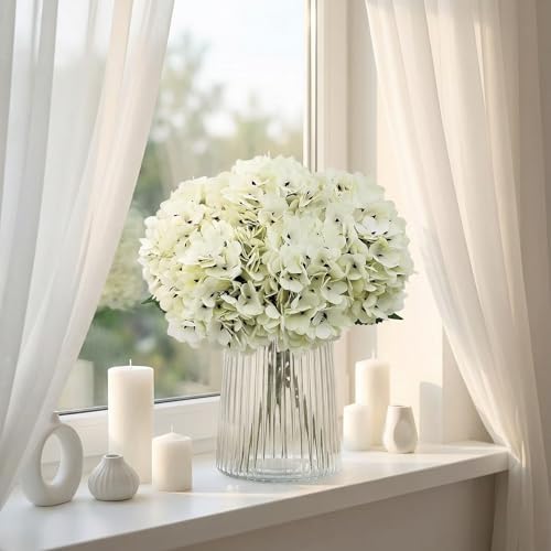 6Pcs 13" Ivory White Silk Hydrangea Artificial Flowers - Image 6