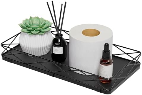 Lixple Toilet Paper Basket, 13" Bathroom Toilet Tank Tray Black by Lixple