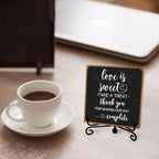Love Is Sweet Sign, Funny Dessert Bar Wooden Plaque with Stand, 5″ x 5″ - Image 4