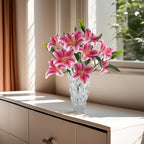 12 Artificial Lily Flowers with 9 Heads Full Bloom Lily & 3 Buds, Long Stem Artificial Stargazer Lilies, Faux Tiger Bouquets for Home Hotel Office Party Decor Table Centerpieces（Dark Pink - Image 6