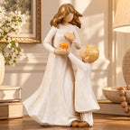 Mother and Son Figurine, Mom and Boy Resin Gift, Family Sculpture by Unknown