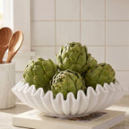 FESTGLOX White Decorative Bowl, Decorative Fruit Bowl for Kitchen Counter by FESTGLOX