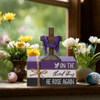 Geelin 4 Pcs Easter Christian Table Decoration Wooden Book Stack Signs - Image 2