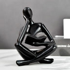 Gold Reading Women Statue, Thinker Sculptures, Abstract Art Ornament, Modern Aesthetic Figurine Decoration, Suitable for Home Living Room Bedroom Office Shelf Table Desk Bookshelf Decor (Black Left) - Image 2