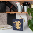 Blue and Gold Office Inspirational Wooden Box Sign Desk Decor, Ability Motivation Attitude Decorative Signs for Office Living Room，Inspirational Home Shelf Desk Decor 5x5 Inch - Image 3