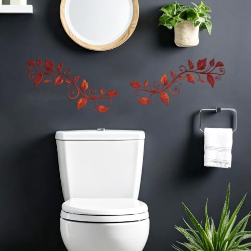DUOOLN 2Pcs Metal Vine Branch Wall Decor, Flower Leave Art -Vintage Red - Image 6