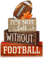 Yuntau 4 Pcs Fall Football Decor Rustic Wooden Blocks Table Centerpiece by Yuntau