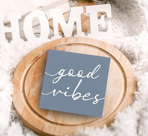 SRADMO Botanical Eucalyptus Leaves Wood Box Sign Desk Decor, Rustic Eucalyptus Leaves Wooden Block Box Sign Decoration For Home Office Shelf Table Decor (Bule) - Image 5