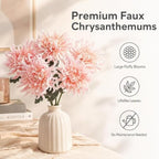 Artificial Chrysanthemum Silk Flowers, 6 Large Bloom Stems 19 Inch - Image 2