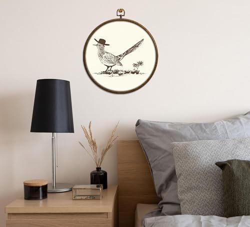 Cowboy Roadrunner Round Wall Decor, Western Decors for Home, Printed Canvas Wall Hanging for Bedroom Kitchen Office, Round Wall Decoration, Ranch Hanging, Circular Wall Hanging with Hooks,8 - Image 6