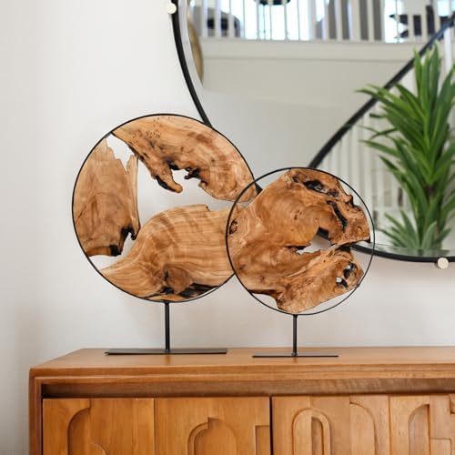 WELLAND Cedar Wood Sculpture, Natural Tabletop Decor Accent - Image 3