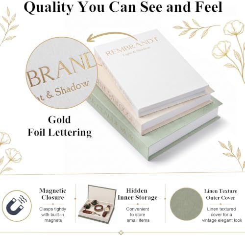 Emibele 3 Pack Fake Linen Book Storage Boxes Modern Home Shelf Table Decor - Image 3