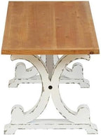 LuxenHome 45" Farmhouse Entry Table, Rustic Bench, Distressed White Coffee Table - Image 5