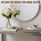 Decorative Book Set with Tray, Linen Coffee Table Books Decor - Image 3
