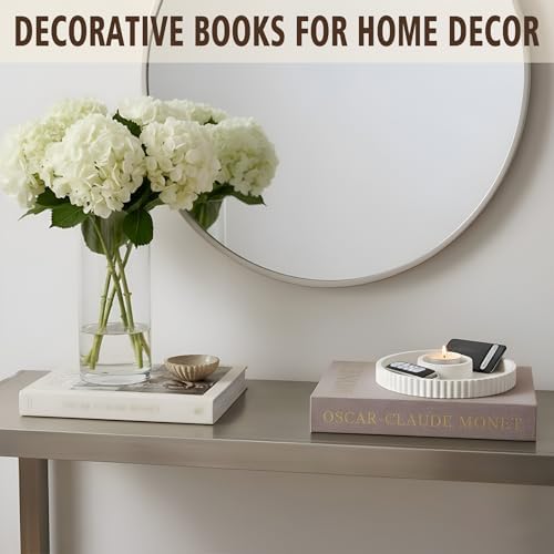 Decorative Book Set with Tray, Linen Coffee Table Books Decor - Image 3
