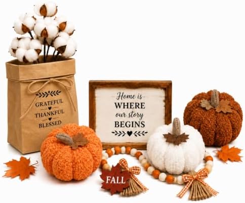 Thanksgiving Decor Set, Fall Decorations for Home with Pumpkins by ekongloong