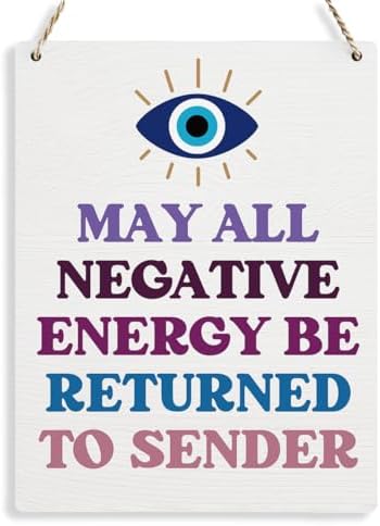 Evil Eye Decor Witchy Gifts for Witchcraft Lover, May All Negative Energy Be Returned to Sender Wall Hanging, Inspirational Wall Art for Home Office Decoration 8x10 Inches by BELLOWDEER
