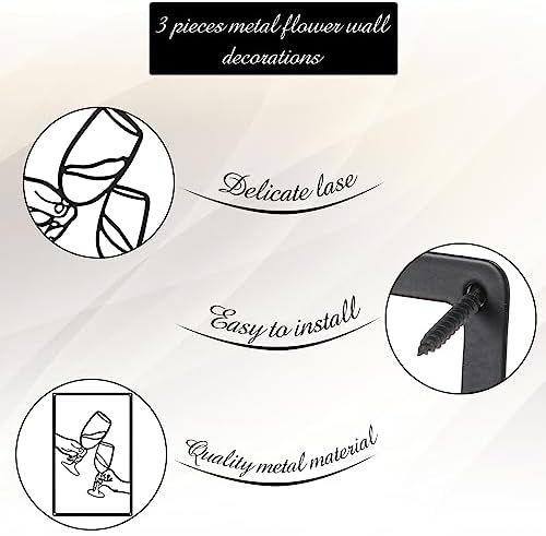 CHENGU 3 Pieces Metal Minimalist Abstract Woman Wall Art Line Drawing Wall Art Decor Single Line Female Home Hanging for Kitchen Bathroom Living Room - Image 6
