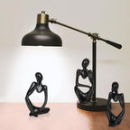 Sandstone Resin Thinker Statue Style Abstract Sculpture, Black, 3pcs - Image 3